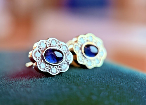 Saphir ohrringe mit diamanten - saphir,
