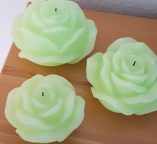 3  Led Rosenkerzen  Rosenform   lindgrün Neu 