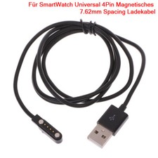 Universal Ladegerät Kabel Für Smartwatch 4Pin Magnetic 7.62mm Spacing Schwarz
