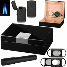 Zigarren Humidor Set KARA Zederholz Hygrometer Cutter Feuerzeug Zigarren Tube