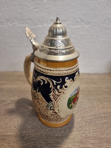 Bierkrug mit zinndeckel - mit,