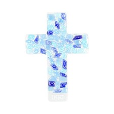Glaskreuz 25cm Blau aus Fusing