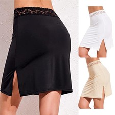 Damen Halbrock Kurz Petticoat Antistatisch elastische Bund Unterrock Spitzen ML