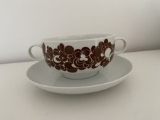 Rosenthal Plus Cordial Suppentasse mit Untertasse  6 Stück sehr gut braun 