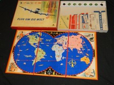 "Flug um die Welt"  Hausser Spiele / Karton mit Beschädigungen / komplett
