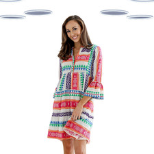 Ex Joop & Gypsy Damen Kleid - Viertelarm mediterran mehrfarbig (Defekt)