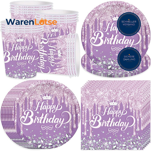 Partygeschirr set lila - partygeschirr,