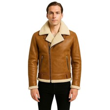 Herren RAF B3 Bomber Flieger Echt Leder Jacke Lammfell Pilot Fliegerjacke