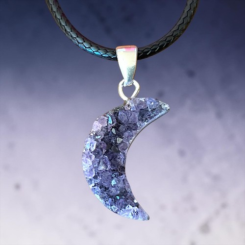 Amethyst halbmond anhänger - amethyst,