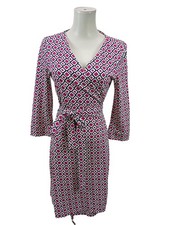 DIANE VON FURSTENBERG Wickelkleid Damen Kleid Gr. DE 38 pink-schwarz-weiß