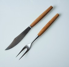 Tranchierbesteck 60er Dreizack Wüsthoff Design vintage Teak wie Fjord Quistgaard