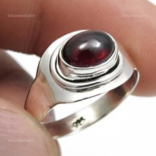 Echt 925 Sterling Silber Granat Stein Statement Weihnachtsgeschenk Blende Ring