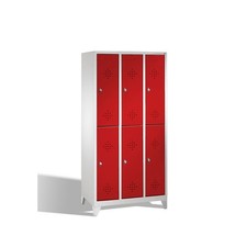 Garderobenschrank, Spind, 3 x 2 Fächer a 300 mm, Füße, Korpus Lichtgrau