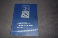 Betriebsanleitung Bedienungsanleitung Trabant 601/601S/601 de Luxe original 1971