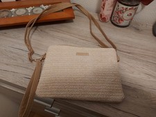 NEU! Tasche Clutch Bag Beige Bast 2 Riemen