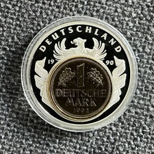 European Currencies 1990 Deutschland 1 Mark 1992 F vergoldet Medaille Ø 40 mm