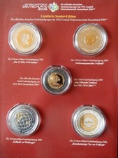 4x 10 Euro-Silbermünzen 2003-2006 mit Gold zur Fussball-WM in Deutschland in OVP