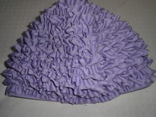 Badehaube Bademütze in lila Rüschen Vintage NEU