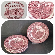 Hostess Tableware * Olde Country Castles Rot * 6x Speiseteller Brotteller Ø18cm