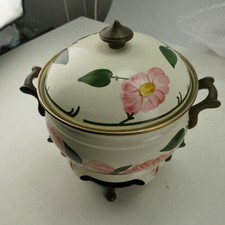 ASTA Wildrose Fonduetopf + Deckel + Rechaud emailliert Bronzegriffe RB-3315