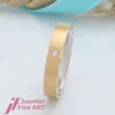 Furrer Jacot Trauring/Ehering-950 Palladium/18K Gelbgold-1 Brillant 0,03ct-NEU