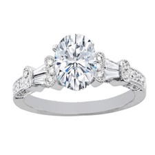 Ovale Form 14K Weiss Gold GIA