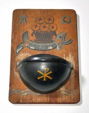 (51004) Weihwasserkessel #2 Holz, Brett 10 * 15 cm, gebraucht