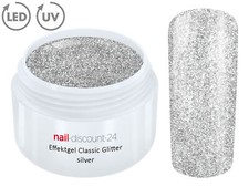 UV LED GEL GLITTER SILVER Glitzer Farbgel Effekt Color Nail Art Modellage Silber