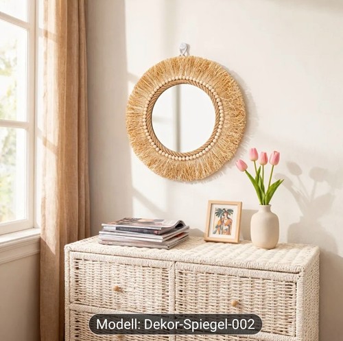 Set boho spiegel rattan - 4, er