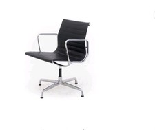 Vitra Charles Eames EA 108 Chair Leder Alu drehbar schwarz Besucher Konferenz