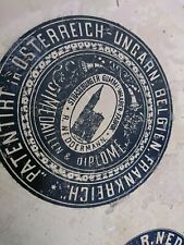 antik Schild Tafel Kautschuk Gummi Fabrik Neddermann Straßburg 38x27cm um 1900