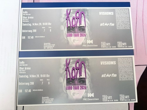 Korn tickets berlin 2026 - tickets, 14.11.2026