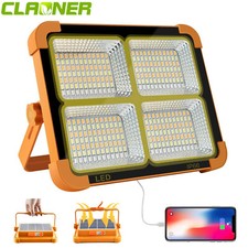 264 LED Solar Arbeitsleuchte Akku Aufladbar Baustrahler Flutlicht Werkstattlampe