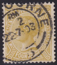 Victoria Nr. 137 A, seltenes kopfstehendes Wz., klar gest. MELBOURNE, Pracht