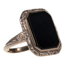 Herrenring in Silber 800 mit Onyx um 1900 Gr. 55/17,5 mm Siegelring (D3452)