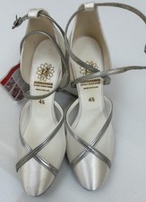 Neue Supadance Tanzschuhe, silber/weiß Satin, Größe 4,5, 2,5" schmaler Absatz