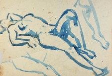 Blauer liegender weiblicher