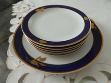 THUN Bozen Dekor Blau gold neuwertig  6  Kuchenteller + 1 Servierplatte  Porz.