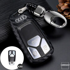 Carbon Etui Hülle für Audi Schlüssel A1 A3 A4 A6 A7 A8 Q3 Q5 Q7 + Karabiner