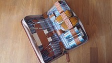 Vintage Altes Reise Necessaire Kulturtasche 50 / 60 er Jahre Leder Braun