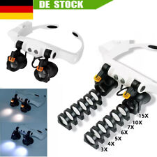 Profi Stirnlupe LED Kopflupe Lupenbrille Mit Licht Lupe Brillenlupe Leuchtlupe