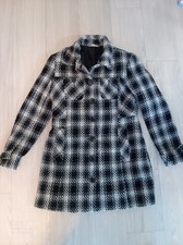 Street One Damen Woll Mantel Gr 40 schwarz weiß kariert Wintermantel Wolle