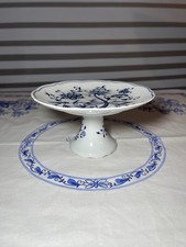 Zwiebelmuster Porzellan Schale auf Fuß, Fußschale, Dm. 19 cm und 10 cm hoch.