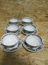 6x  Ridgway Windsor grün Suppentasse mit Untertasse