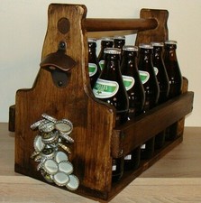 Flaschenkorb Flaschenöffner Magnete Bierträger Getränkekorb Flaschenhalter  Holz