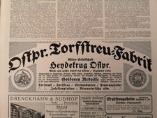 RK 1917 Zeitungsdruck 3860 Reklame Torf Streu Fabrik Heydekrug Ostpreußen