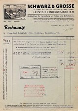 Leipzig, histor. Rechnung der Kakao- u. Schokoladenfabrik Schwarz u.Grosse, 1939