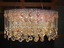 HONSEL Leuchte, Oval, 90 cm, Kristallglas, Muschel, Chromgestell, 5 x Halogen