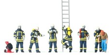 Preiser 10765 Feuerwehrleute in mod. Einsatzkleidung Blau 7 Figuren H0 1:87 Neu