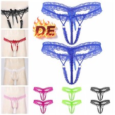 DE Herren Rüschen Spitzen G-String Sissy T-Back Dessous Tanga Unterhose Night